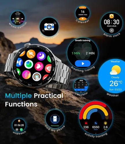 Miniatura 5 de Reloj inteligente para hombre (respuesta/hacer llamadas), reloj inteligente de pantalla grande HD de 1,7 pulgadas para hombre con batería de 800