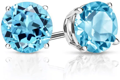 Miniatura 149 de Gem Stone King Aretes de plata de ley 925 con piedra natal redonda de 0.276 in para mujer