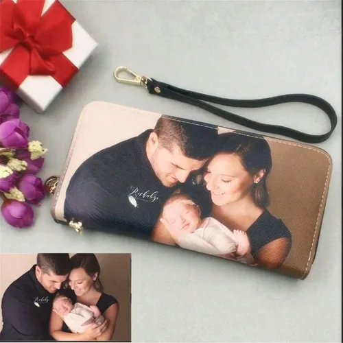 Miniatura 3 de Personality - Cartera de cuero para mujer, bolso de mano, tarjeteros, billeteras personalizadas, fotos, carteras para imprimir cualquier foto, Negro