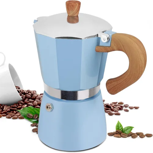 Miniatura 15 de Moka Pot - Cafetera italiana de aluminio de 15.2 fl oz, cafetera para estufa, cafetera espresso Mocha Pot (negro, 3 tazas)