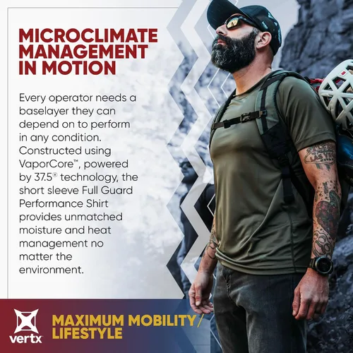 Miniatura 2 de Vertx Mens Short Sleeve Tactical T Shirt for Athletic, Workout, Police, Pull On Longline Style, Semi Compression Fit