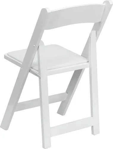 Miniatura 8 de EMMA + OLIVER Paquete de 2 sillas plegables de madera blanca con asiento acolchado de vinilo Blanco