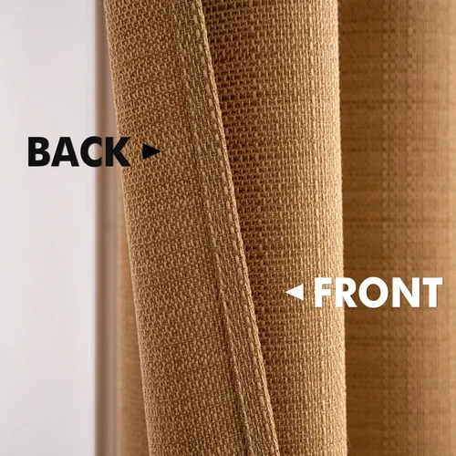 Miniatura 7 de MIULEE Cortinas texturizadas de lino sintético marrón natural de 84 pulgadas de largo, juego de 2 paneles para sala de estar y dormitorio, tejido
