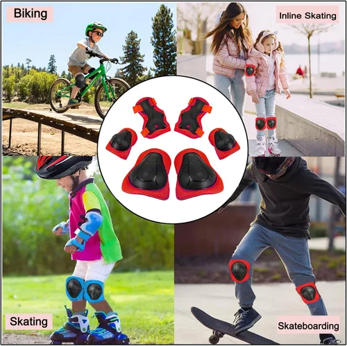 Miniatura 2 de Rodilleras para niños, coderas, protectores 6 en 1, juego de equipo de protección para niños de 3 a 7 años, para niños y niñas, para múltiples