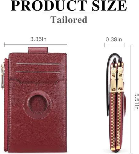 Miniatura 5 de FALAN MULE Billetera para AirTag para mujer con funda integrada para AirTag, AE-Borgoña, Billetera plegable con Airtag