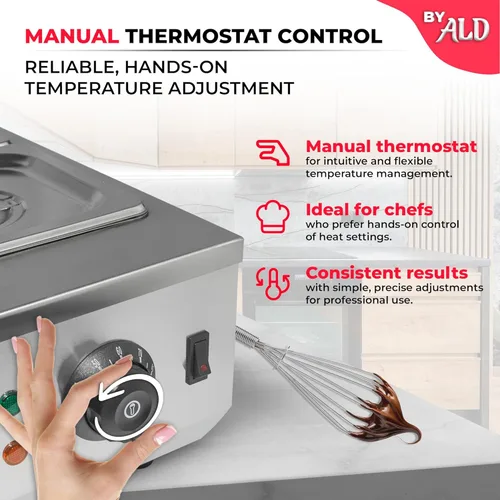 Miniatura 4 de ALDKitchen Olla para derretir chocolate – derretidor de chocolate eléctrico comercial de acero inoxidable, 1 tanque grande + 2 tanques extra