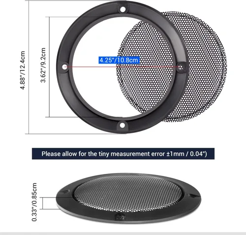 Miniatura 2 de Facmogu 2 piezas de 4 pulgadas negro redondo Parrillas de altavoces, rejilla de altavoz de malla metálica de repuesto para altavoces de 4 pulgadas