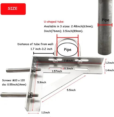 Miniatura 3 de Primst Soporte en L resistente, soporte de montaje en pared de acero inoxidable para montaje en techo, abrazadera de soporte triangular