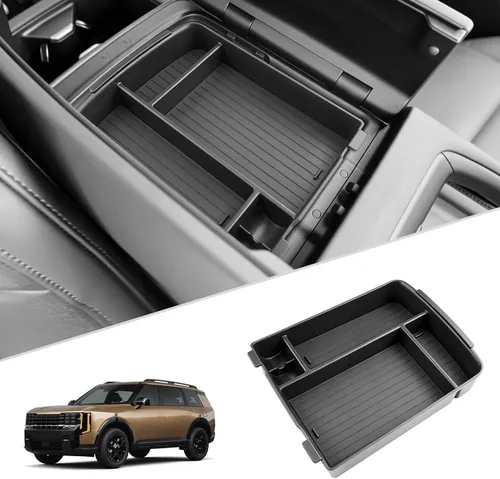 Miniatura 14 de SKTU para 2022 2023 Chevrolet Bolt EUV EV Organizador de consola central inserto de ABS negro, bandeja de materiales, reposabrazos, caja de 2022
