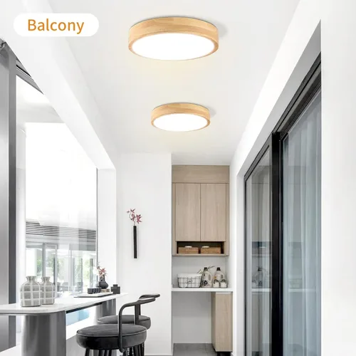Miniatura 6 de Lámpara de Techo LED Empotrada: 12 Pulgadas 24W Luminaria de Dormitorio de Madera con Lámparas de Techo Redondas Modernas Planas Aéreas Minimalistas