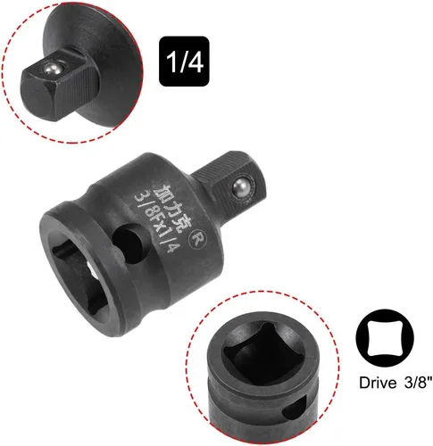 Miniatura 3 de uxcell Reductor de casquillo de impacto de 3/8" (hembra) x 1/4" (macho) para uso con destornilladores de impacto de aire, barras rompedoras