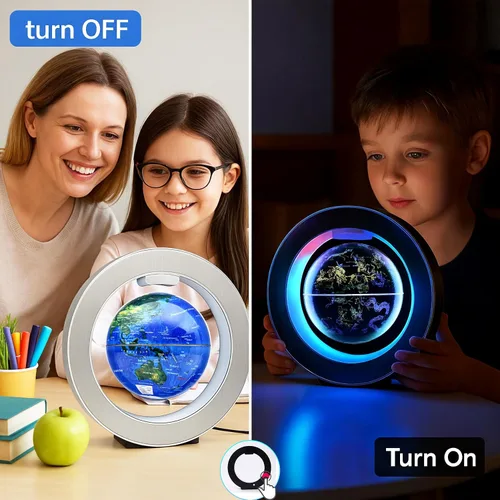 Miniatura 4 de Globo flotante de levitación magnética de 4 pulgadas, luces LED de geografía de constelación giratoria para niños, escritorio de oficina genial