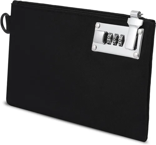 Miniatura 6 de AMIR 2 bolsas de dinero con cerradura, 5 x 8 pulgadas, bolsa de seguridad de nailon con cierre de cremallera para suministros escolares, viajes