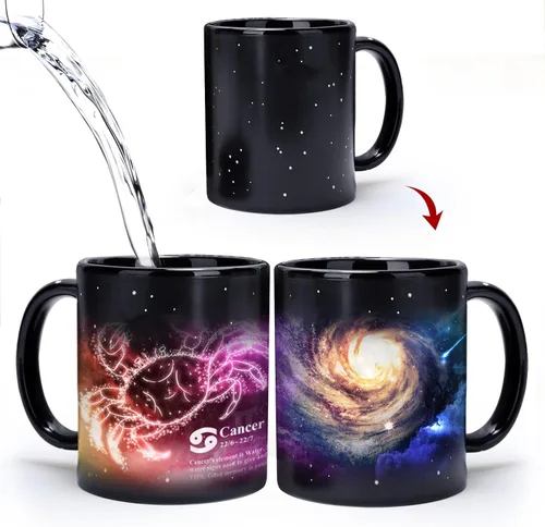 Miniatura 17 de Taza de Constelación de Acuario que Cambia con el Calor de 11 oz, Taza de Café de Horóscopo de Acuario, Taza de Cerámica que Cambia de Color, Regalo
