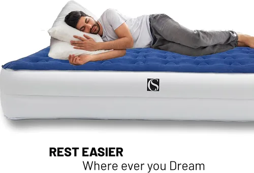 Miniatura 6 de Treaton, Colchón inflable de lujo duradero de 9 pulgadas con tecnología Comfort Coil y bomba de alta capacidad, bueno para campamento, hogar