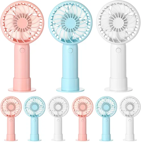 Miniatura 35 de Tujoe Mini ventilador de mano potente de 3 velocidades, ventilador personal pequeño portátil recargable con base USB para mujeres, maquillaje