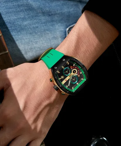 Miniatura 2 de Relojes para hombre con correa de silicona analógico de cuarzo impermeable cronógrafo luminoso Tonneau relojes para hombre, vestido deportivo