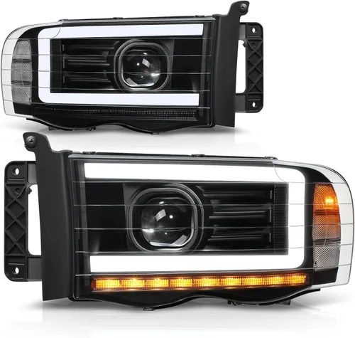 Miniatura 9 de Auto Dynasty Faros LED DRL Compatible con 2002 2003 2004 2005 Dodge Ram 1500 2500 3500, Señal de Giro Secuencial, Faros Proyectores Negros