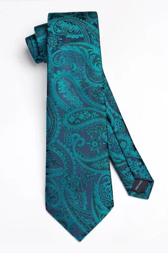 Miniatura 176 de HISDERN Corbatas para hombre, corbata de cachemira y bolsillo cuadrado tejido clásico floral para hombre, corbata de fiesta de boda