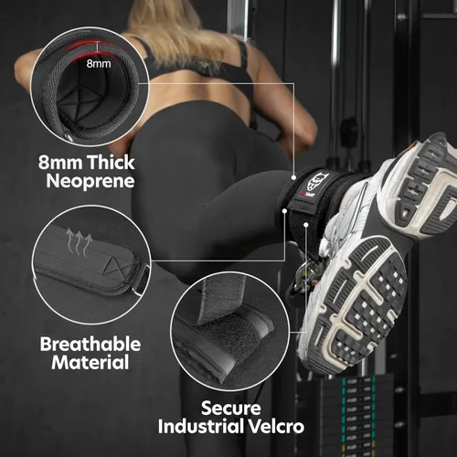 Miniatura 3 de AmStaff Fitness Correas de tobillo para máquinas de cable – Puños acolchados de gimnasio para entrenamientos de glúteos, piernas y glúteos