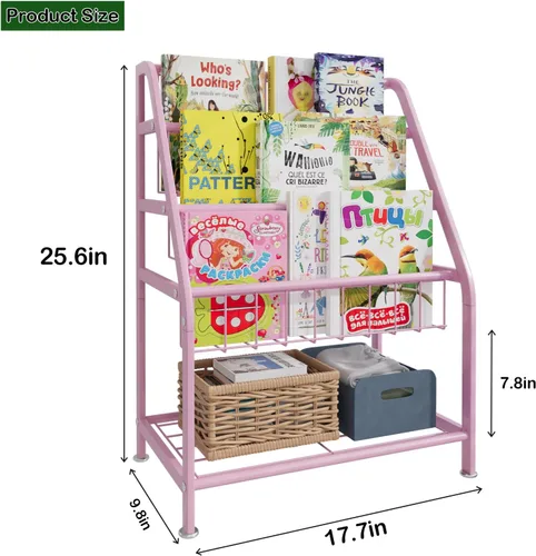 Miniatura 3 de aboxoo - Estantería para niños, pequeña, independiente, para habitación de niños, de 18 pulgadas, estante de metal, organizador de juguetes, estante