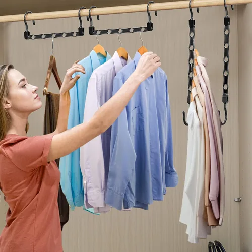 Miniatura 6 de Paquete de 8 perchas para ahorrar espacio, ahorro de espacio, almacenamiento inteligente de plástico, organizador de ropa y almacenamiento