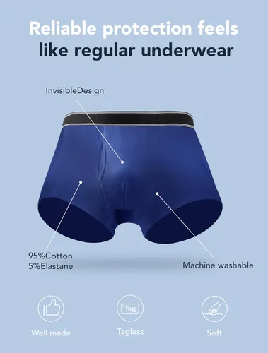 Miniatura 20 de Ropa interior lavable para incontinencia para hombre, calzoncillos bóxer de algodón, 3.4 fl oz de absorción, ropa interior a prueba de fugas