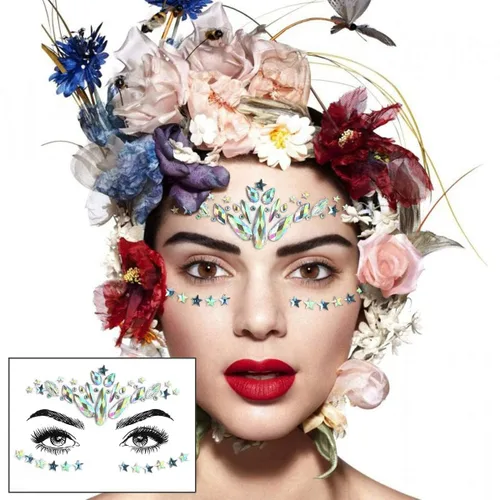 Miniatura 5 de AOMIG Gemas faciales con purpurina, 6 calcomanías de diamantes de imitación para la cara, joyas de cara de sirena, piedras preciosas de lágrimas