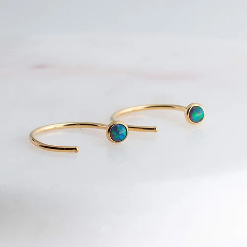 Miniatura 31 de Half Huggie Gold Hoop Earrings for Girls Women Tiny Cartilage Birthstone Stud Piercing Earring Hypoallergenic Earring Screw Back Dainty Hug Hoops