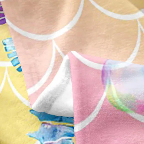 Miniatura 3 de Erosebridal Manta de cola de sirena para niños, manta de vellón de sirena de 40 x 50 pulgadas para niñas, manta de franela de escamas de peces