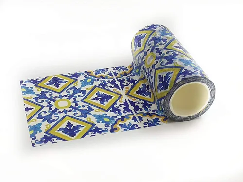 Serenity Fair Washi Tape - Patrón de azulejos mediterráneos, suministros extra anchos de 4 pulgadas para álbumes de recortes, diario, calcomanías,