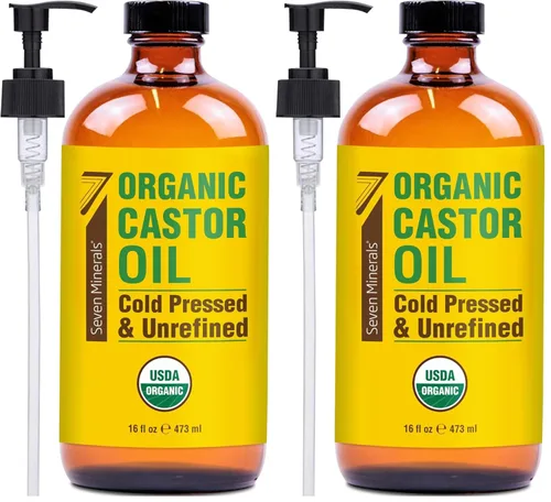Miniatura 7 de Seven Minerals Nuevo Aceite de Ricino Orgánico Prensado en Frío Sin Refinar en Botella de Vidrio de 16 fl oz - Paquete de Botella de Vidrio - 100%
