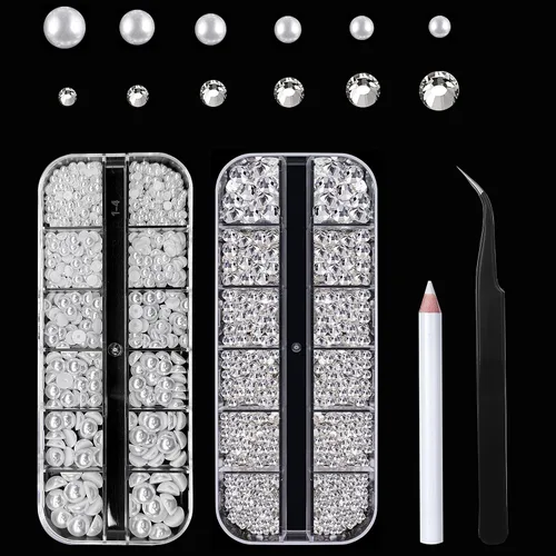 Miniatura 20 de 2400 diamantes de imitación para arte de uñas, gemas de diamantes de imitación rojos con parte trasera plana, cristal redondo, siam, 6 tamaños