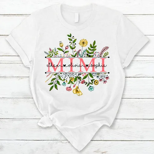 Miniatura 3 de Custom Mom Mimi and Grandkids Wildflowers Shirt, Customize Grandma Gifts, Gifts for Grandma Nana Gigi Oma Mamaw Yaya
