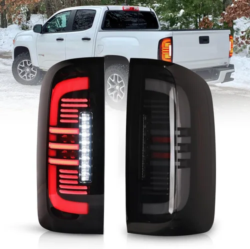 Luces traseras para Chevy Colorado 2015-2022 - Luces traseras LED completas estilo tubo para lámparas de freno de Colorado 15-22, lente negro