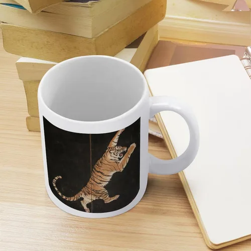 Miniatura 7 de Tazas de café de tigre feroz a rayas asiáticas vintage de cerámica abstracta vida silvestre Asia naturaleza selva taza papá regalos de cumpleaños