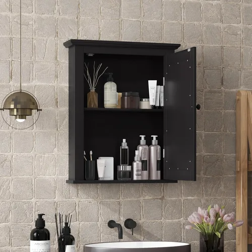Miniatura 4 de GLACER Armario con espejo de baño, armario de almacenamiento montado en la pared con puerta de espejo y estante ajustable, botiquín con espejo