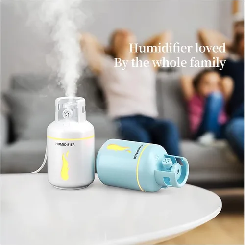 Miniatura 8 de TTPP Humidificador 3 en 1 con luz nocturna pequeño ventilador 10.1 fl oz portátil mini coche USB humidificador para el hogar coche dormitorio Azul