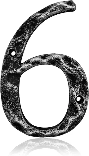 Miniatura 17 de Números de casa de 5.5 pulgadas, número único de dirección de metal de hierro fundido para puerta exterior o delantera, acabado plateado antiguo