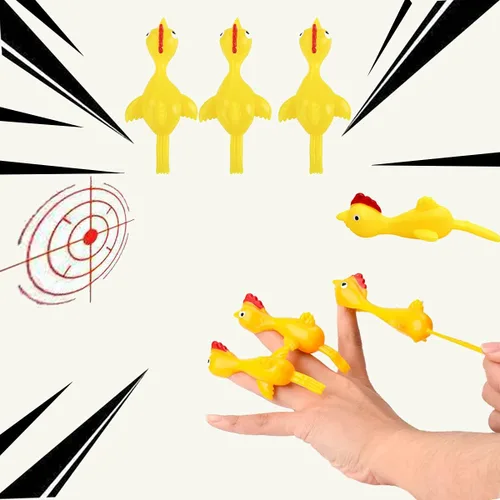 Miniatura 3 de Juego de hondas de goma – 12 piezas de pollo, divertidos juguetes para aliviar el estrés de pollo volador