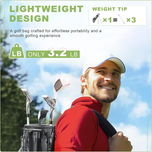 Miniatura 4 de Bolsa de golf ligera con soporte para transportar – Bolsa de golf fácil de llevar y duradera para Pitch n Putt para el campo de práctica, Par 3