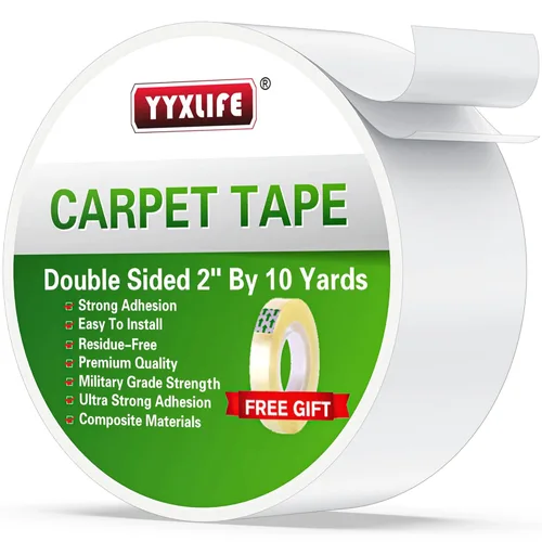 YYXLIFE - Cinta adhesiva de doble cara extraíble para alfombras - Cinta adhesiva para alfombras para suelos de madera dura, cinta antideslizante y