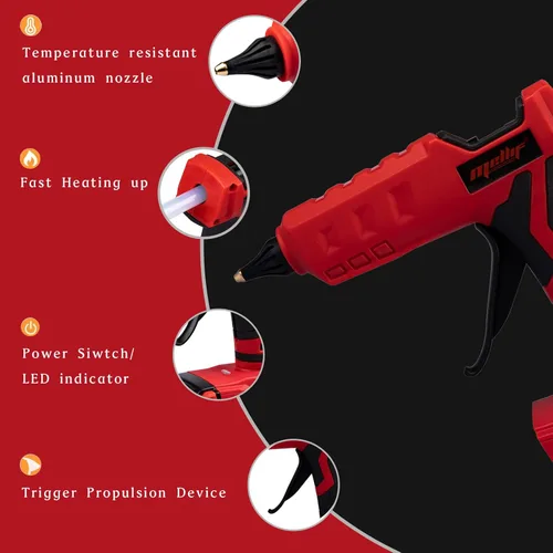 Miniatura 3 de Mellif - Pistola de pegamento caliente inalámbrica compatible con batería Milwaukee de 18 V, eléctrica, de mano, para manualidades, con 20 barras