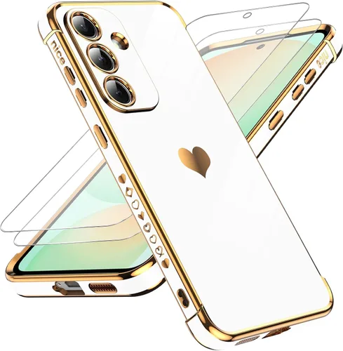 Miniatura 76 de LeYi for Moto G 5G 2025 Case: with Tempered Glass Screen Protector [2 Pcs]+ Full Camera Lens Protection,Love Heart Plating Cute Luxury Soft TPU