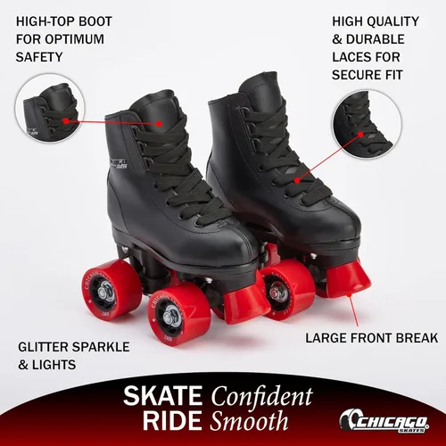 Miniatura 4 de Chicago Rink Patines para niñas y niños – Zapatos de patinaje duraderos para uso en interiores y exteriores con cuello acolchado en el tobillo