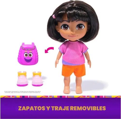 Miniatura 6 de Dora, Best Friends DORA & Boots Set, muñeca de 6 pulgadas con ropa, mochila y botas figura de juguete, juguetes para niños para niñas y niños a