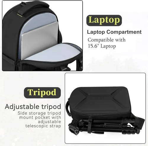Miniatura 5 de Mochila para cámara, DSLR/SLR/SLR/sin espejo para cámara fotográfica con cubierta para lluvia, funda rígida impermeable para cámara con soporte