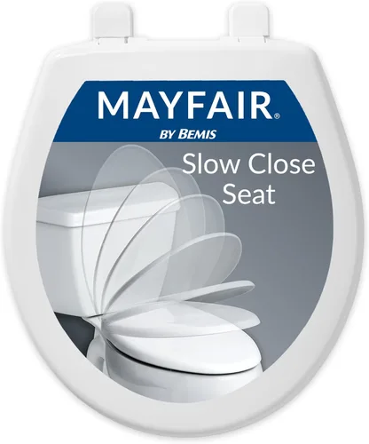 MAYFAIR 880SLOW 000 Caswell - Asiento de inodoro redondo que se cierra lentamente y nunca se afloja, plástico de larga duración, color blanco