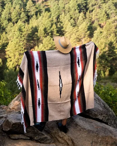 Miniatura 2 de Open Road Goods Manta de diamantes mexicanos – Manta de yoga pesada XL – Hecho a mano en México – Manta gruesa estilo serape bohemio estilo Saltillo
