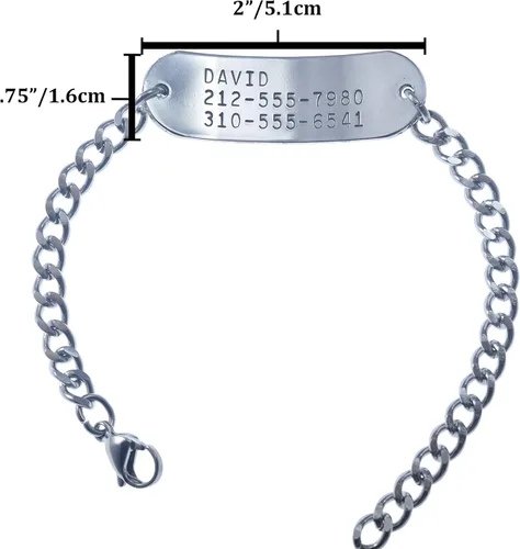 Miniatura 3 de Deep Stamped Personalizable, Plavix, pulsera de alerta médica, acero inoxidable, 8 pulgadas ajustable (incluye grabado gratis), Acero inoxidable